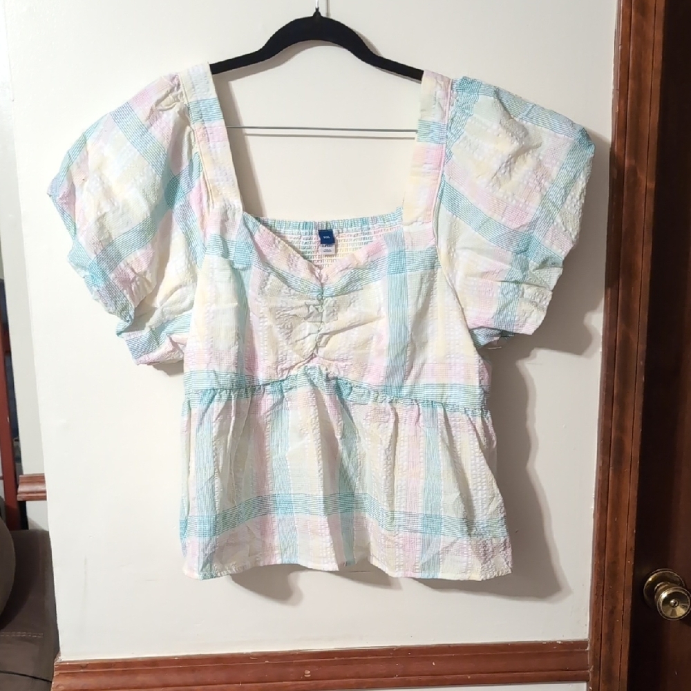 Old Navy Pastel Checkered Blouse